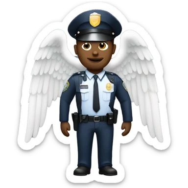 A White Police man with ANGEL WINGS sticker