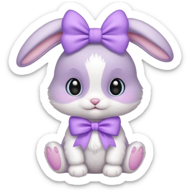 Baby bunny with a lilac bow sticker