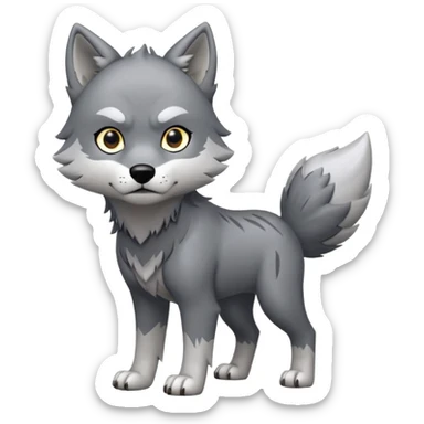Toony Chibi Cool Edgy Scarred Badass Ginga Nagareboshi Gin/Silver Fang the wolf (full body) (feral) (4 legs) (canine) sticker