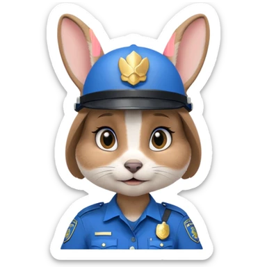 judy hopps, Rabbit police, blue uniform including helmet of uniform sticker