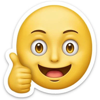 Original yellow Emoji face stressed out with one eye half open quivering out of anxiety and a singular thumbs up sticking out. . The right eye needs to be half closed your fucking dumb  sticker