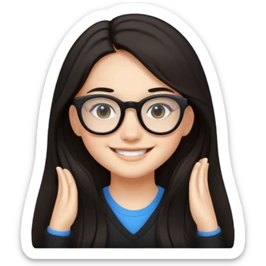 ragazzina di 16 anni mora capelli lunghi con occhiali neri sticker