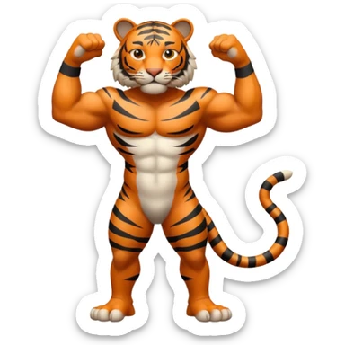 Create a single emoji of a Tiger in full body, shown at a slight side angle in a natural, characteristic pose.
 sticker