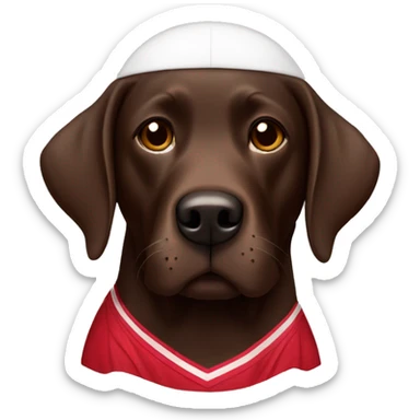 Chocolate lab wearing a Miami Heat jersey  sticker