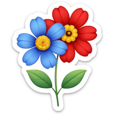 One Yellow flower and one blue flower with red band  sticker