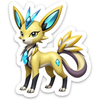 Colorful Futuristic Meloetta-Zeraora-Manectric-Solgaleo-Raikou-Pokémon-Digimon-Fakémon-fusion-hybrid-creature sticker