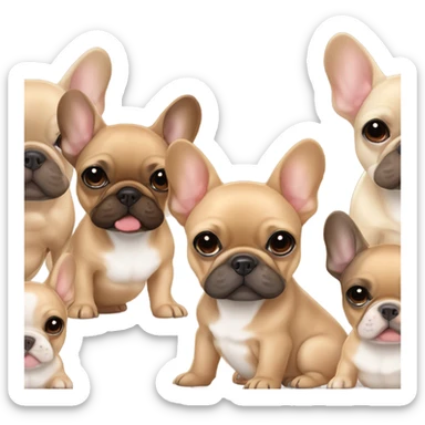 Baby brown and tan French bulldog with fawn French bulldog friends sticker
