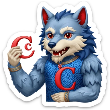 a werewolf hand just the hand holding the letter c make the c made out of persian carpet texture sticker