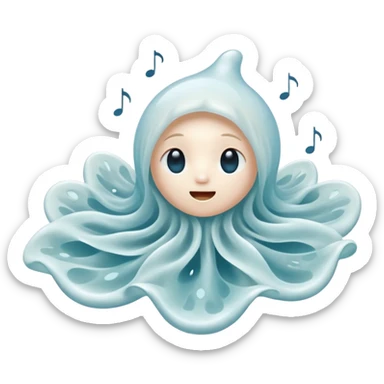 A floating creature that sings by pushing air through hollow chambers in its body like a living wind instrument. Its tone shifts as it drifts higher or lower. sticker