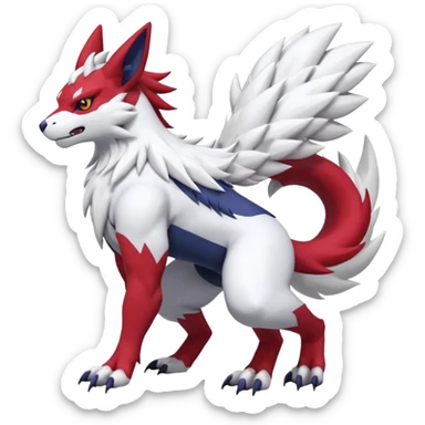 Garurumon-Zangoose-Renamon-Absol-fusion-hybrid-creature (full body) sticker