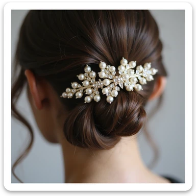 realistic hairclip, pearl accents, elegant, photorealistic style sticker