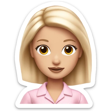 Pale blonde brown-eyed Barbie wearing light pink pajamas sticker