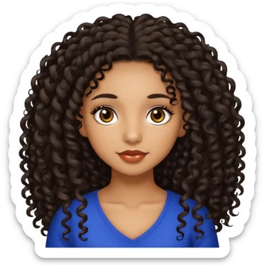 Beautiful Haitian and Puerto Rican girl with light brown skin and long black length very curly hair and beautiful hazel eyes sticker