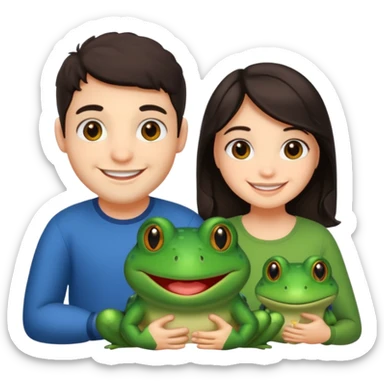 Bufo with two best friends one a girl dark hair other man dark hair no as frogs sticker