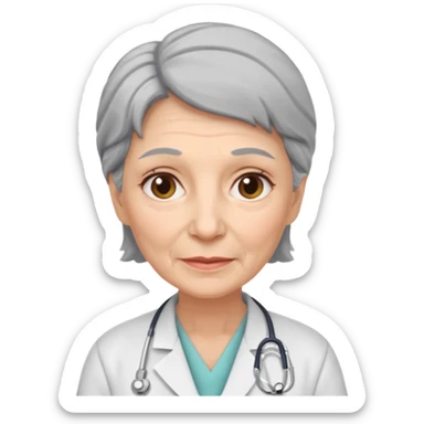 older obstetrician female emoji grey hair wrinkles sticker