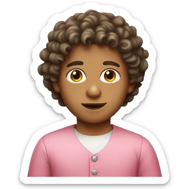 italian boy with curly hair wearing a pink dress sticker