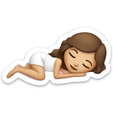 White girl brown  hair sleeping with pink blanket sticker