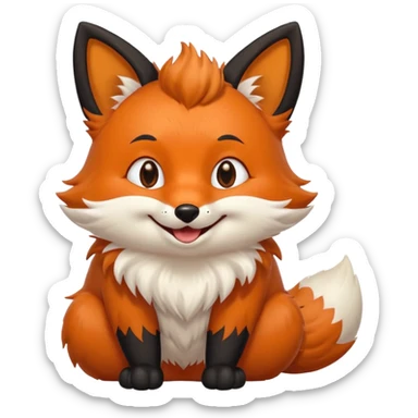 Floofy the Creampuff fox blackish away laughing, chubby. Black paws orange color sticker