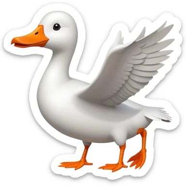 A commercial passenger airplane with a white goose head and orange beak replacing the cockpit sticker