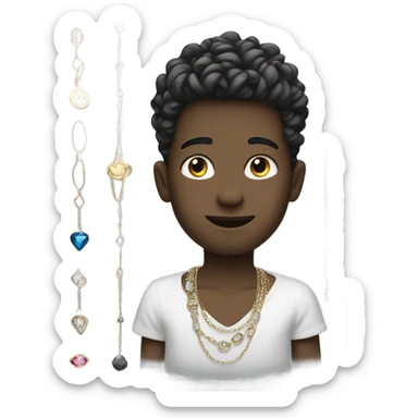 monochrome boy with jewelry sticker