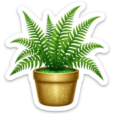 a fern plant in a glitter pot sticker