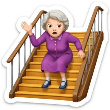 Make a emoji of a grandma falling down the stairs. sticker