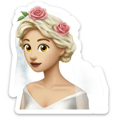  bridal veil draped over a rose. sticker