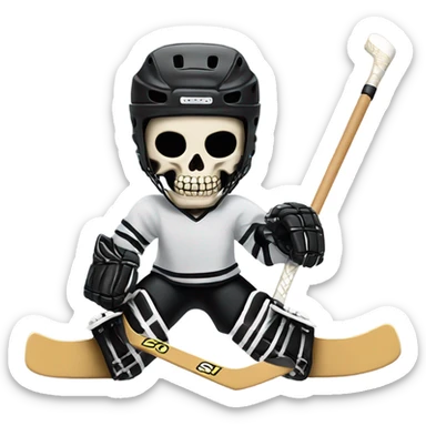Skeleton hockey player mash-up sticker