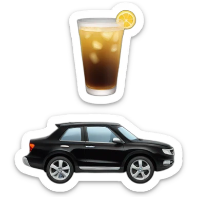 Drink arriving in black car sticker