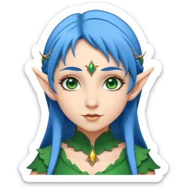elf woman with blue hair sticker