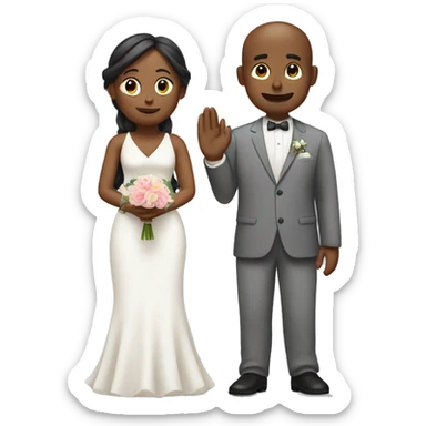 a man and woman saying namaste in wedding sticker
