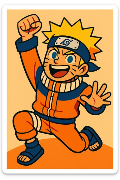 Naruto character, vibrant toon style, dynamic pose, energetic expression sticker