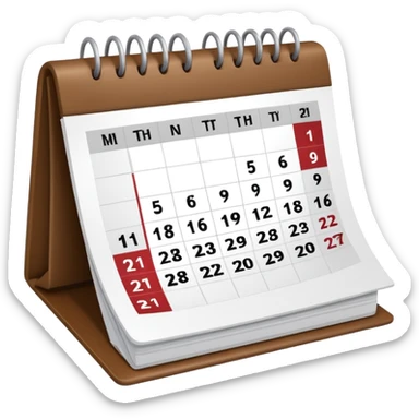 Desk calendar flipped to current month sticker