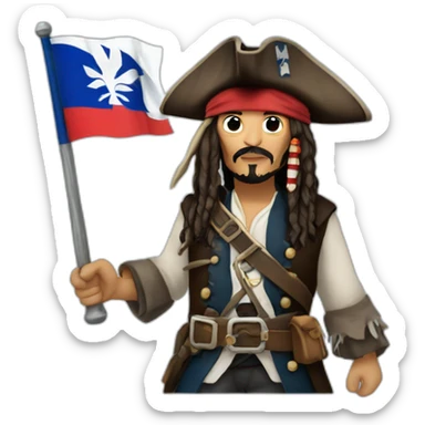 Jack Sparrow with the Quebec Flag in hand sticker