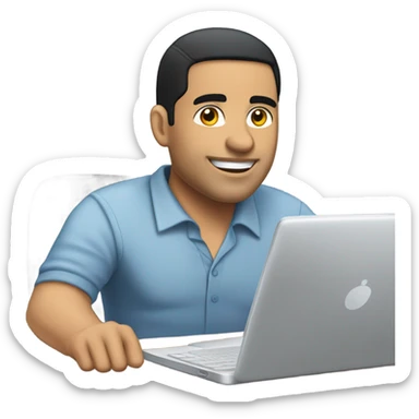 Working at my desk remotely from home balding Hispanic male with black hair and lighter skin sticker