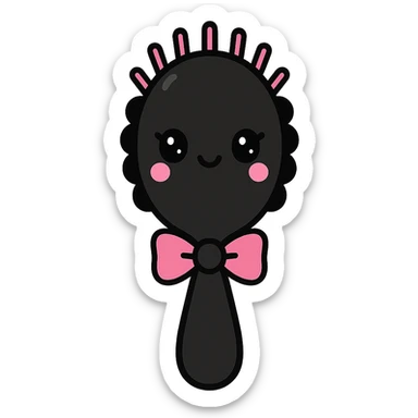 BLACKPINK-inspired gothic hairbrush, no hearts, cute and expressive, black and pink sticker