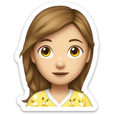 Brown hair white woman wearing pikachu pajama sticker