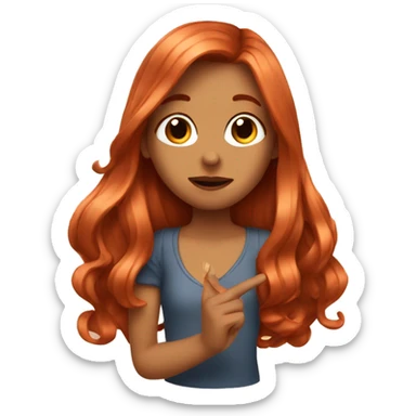 A girl with long copper hair blowing a kiss  sticker