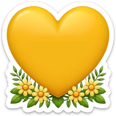 yellow heart with beautiful field flowers around its border sticker