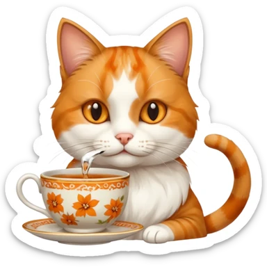 Çay içen kedi sticker