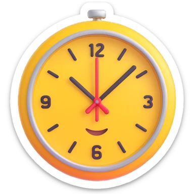 clock emoji, 3D Microsoft fluent style, shiny, clear face sticker
