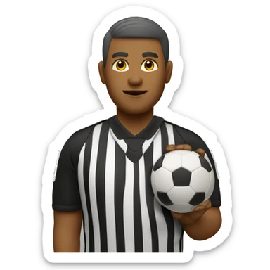 a referee with a soccer ball and whistle sticker