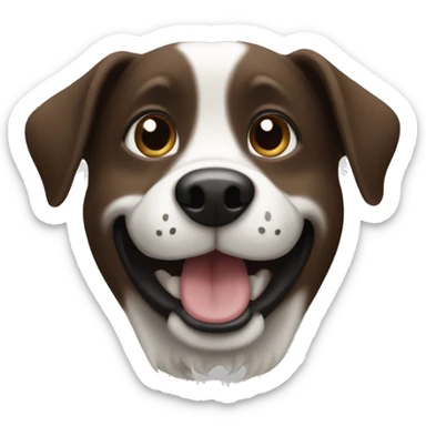 black, brown and white happy dog head sticker