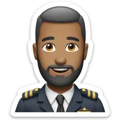 Airline Pilot with buzz cut and a stable beard sticker