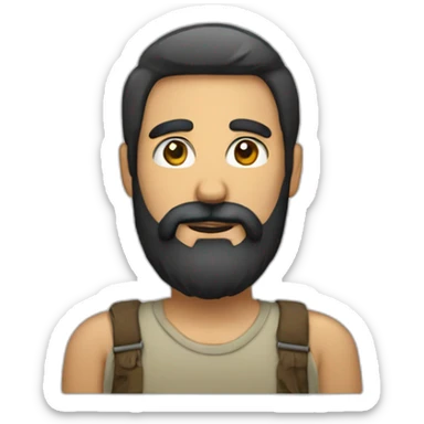 man with long black beard and short mustache sticker