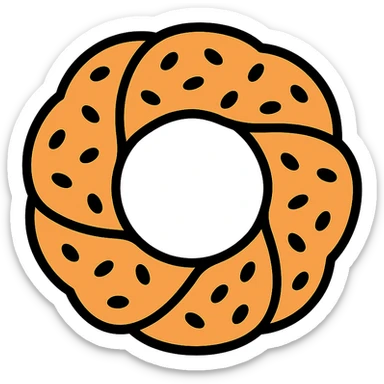simit, Turkish sesame bread ring colored icon with sesame seeds sticker