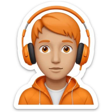 listen to music in orang earpods sticker