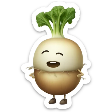 turnip with stubby arms and legs, in casual outfit sticker