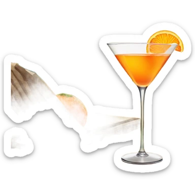 A tangerine will sunglasses sipping a martini on the beach at sunset  sticker
