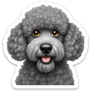 Big Xl size grey fuzzy poodle sticker